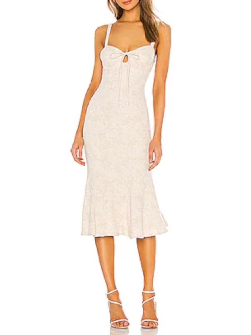 MAJORELLE ll Fabiana Midi Dress in Oatmilk ll Women’s Extra Small